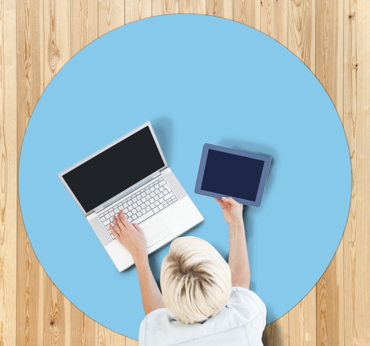 Tapete vinílico azul design circular monocromático - TenStickers