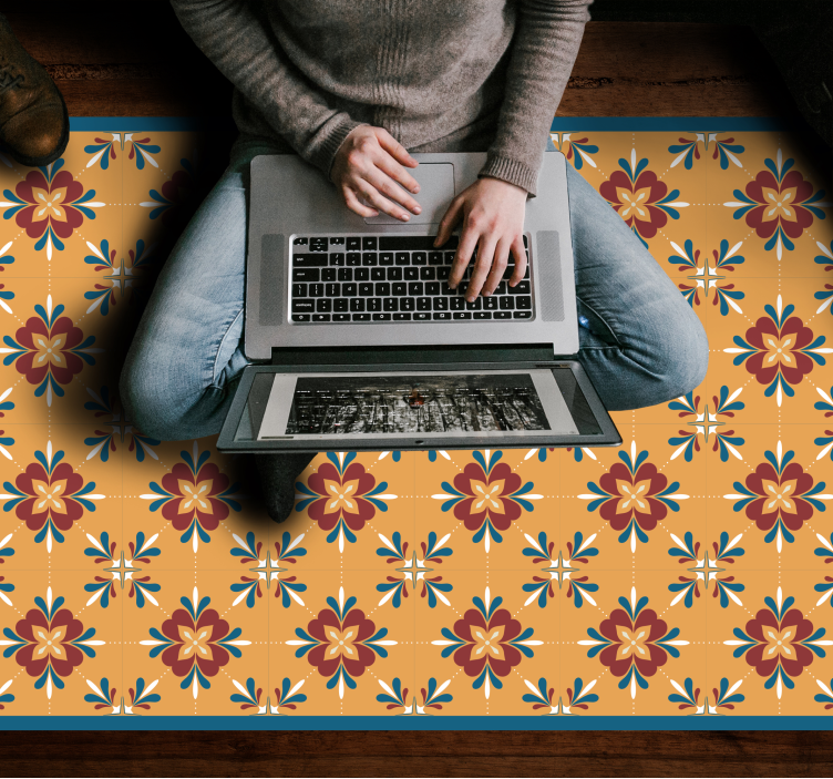 Tapete vinílico azulejos harmonia de mosaico floral - TenStickers