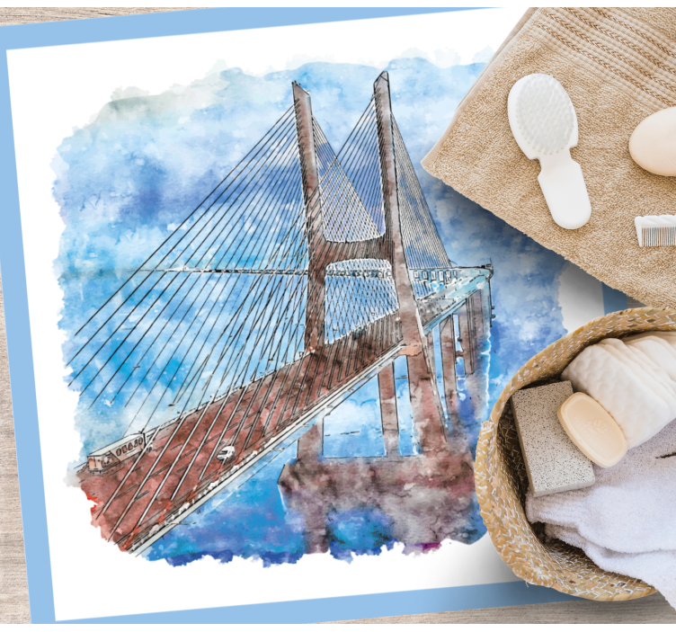 Tapete vinílico casa de banho arte de ponte suspensa - TenStickers
