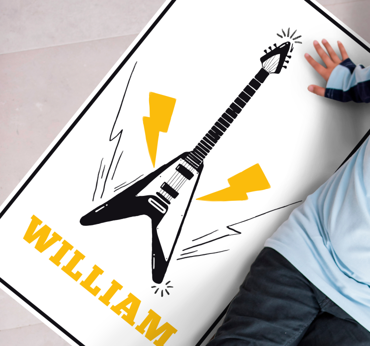 Tapete vinílico com nome arte da guitarra elétrica - TenStickers