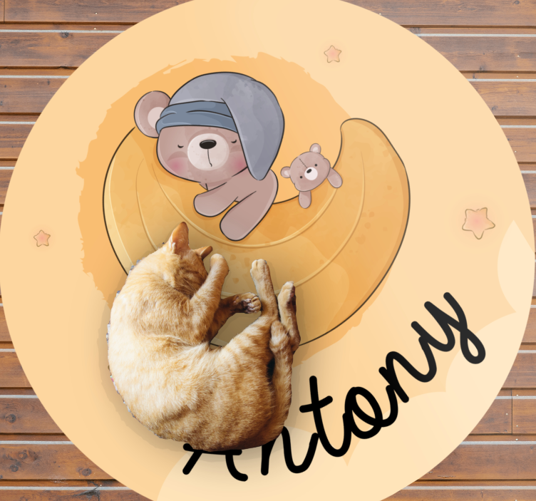 Tapete vinílico com nome de urso sonolento - TenStickers