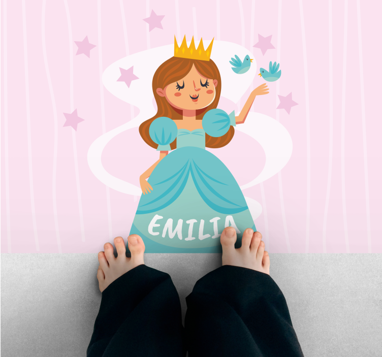 Tapete vinílico com nome design de personagens de princesa - TenStickers