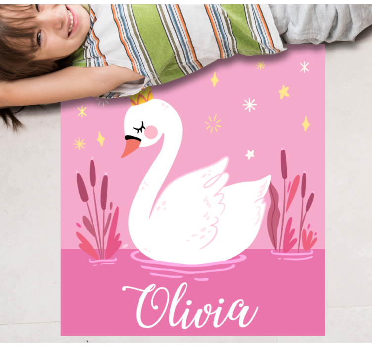 Tapete vinílico criança princesa cisne com nome - TenStickers
