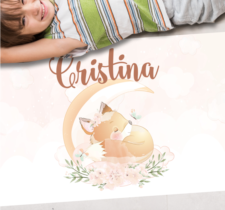 Tapete vinílico com nome ilustração de raposa doce - TenStickers