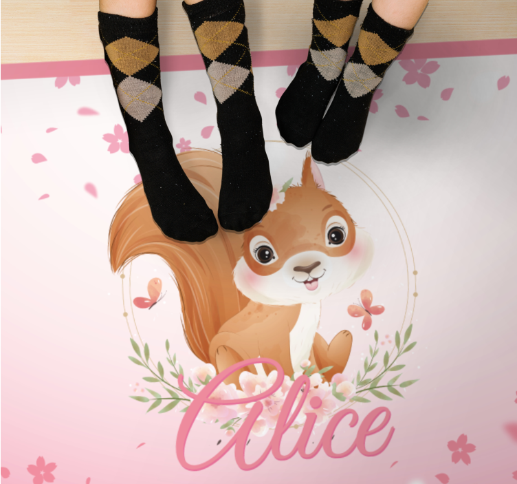 Tapete vinílico com nome ilustração de esquilo - TenStickers