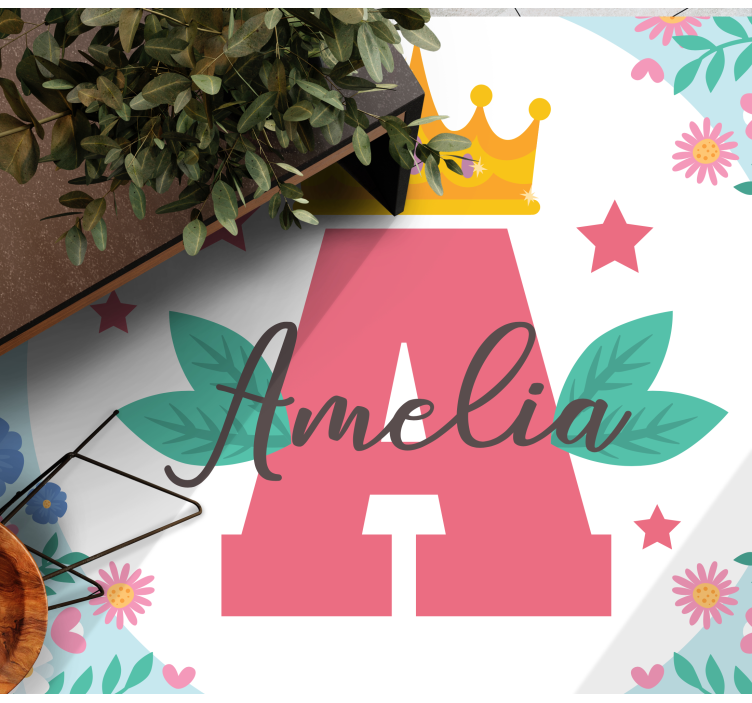 Tapete vinílico criança inicial e nome coroados - TenStickers