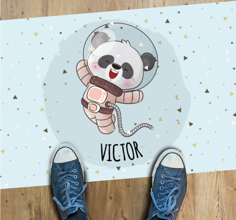 Tapete vinílico com nome panda astronauta fofo - TenStickers