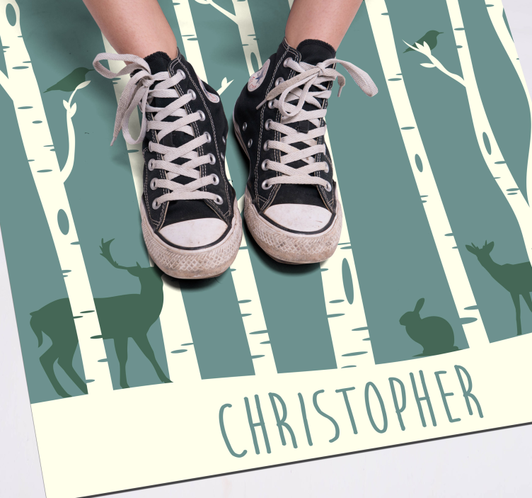 Tapete vinílico com nome tema amigos da floresta - TenStickers