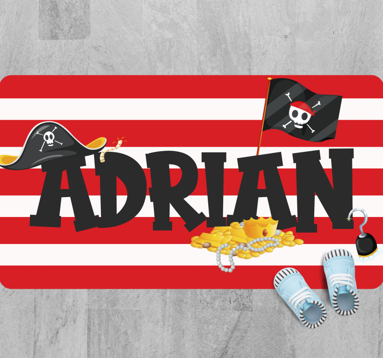 Tapete vinílico com nome tema tesouro pirata - TenStickers