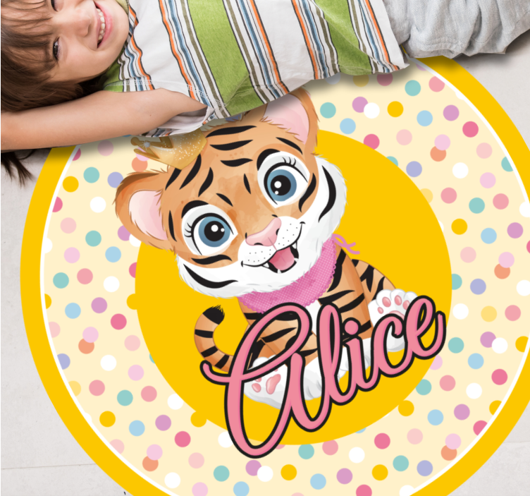 Tapete vinílico com nome tigre personalizado - TenStickers