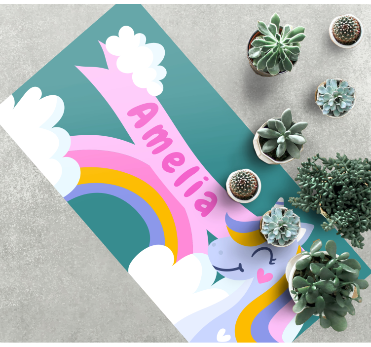 Tapete vinílico criança fantasia de unicórnio arco-íris - TenStickers