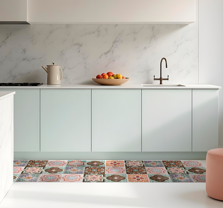 Tapete vinílico cozinha piastrelina siciliana - TenStickers