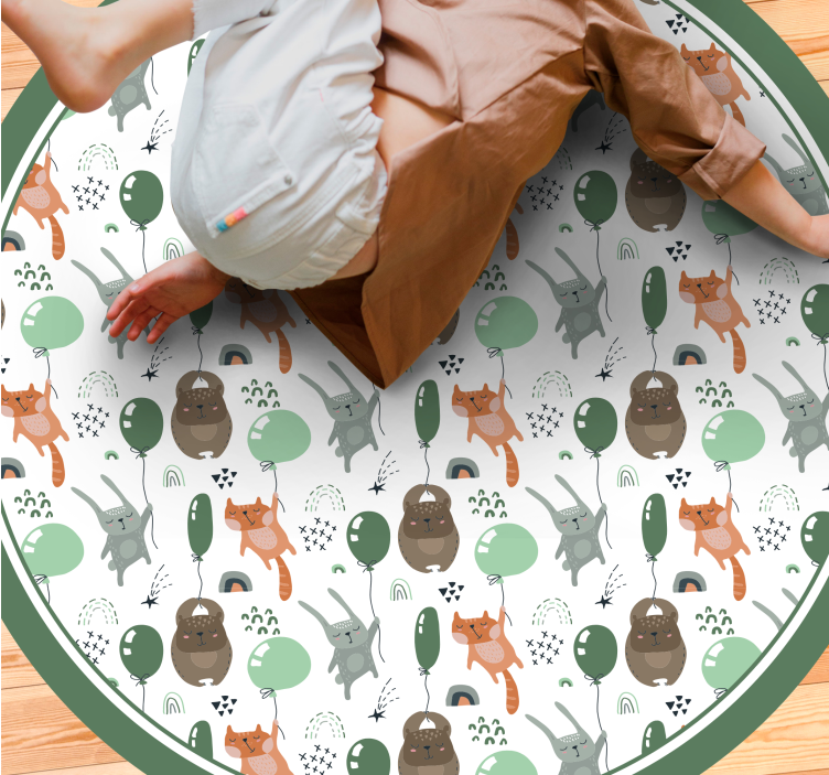 Tapete vinílico criança balões de animais brincalhões - TenStickers