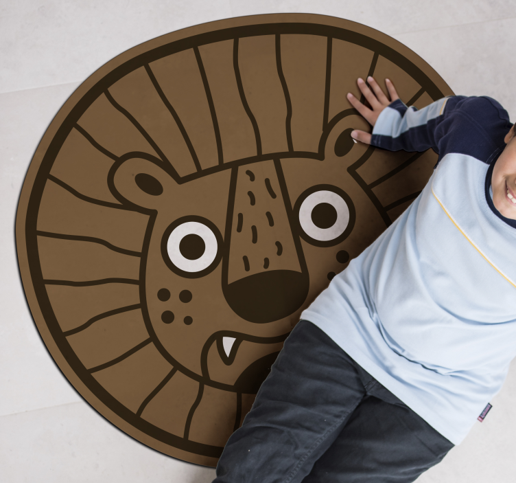 Tapete vinílico criança círculo de desenho animado de leão - TenStickers