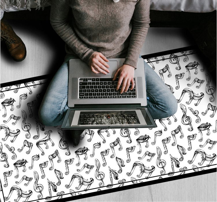 Tapete vinílico juvenil design de notas musicais - TenStickers