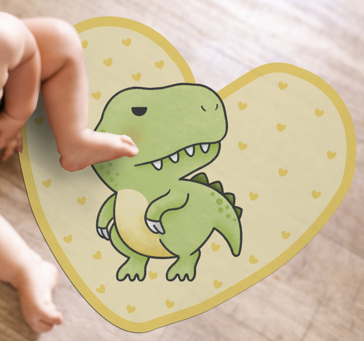 Tapete vinílico criança dinossauro em forma de coração - TenStickers