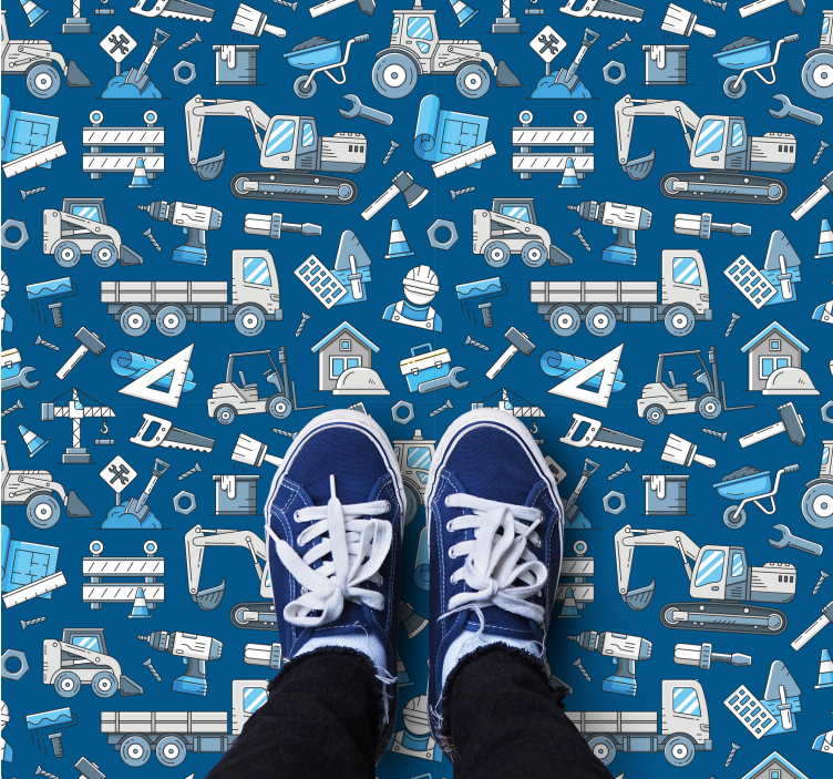 Tapete vinílico criança estampa de ferramentas de construção - TenStickers