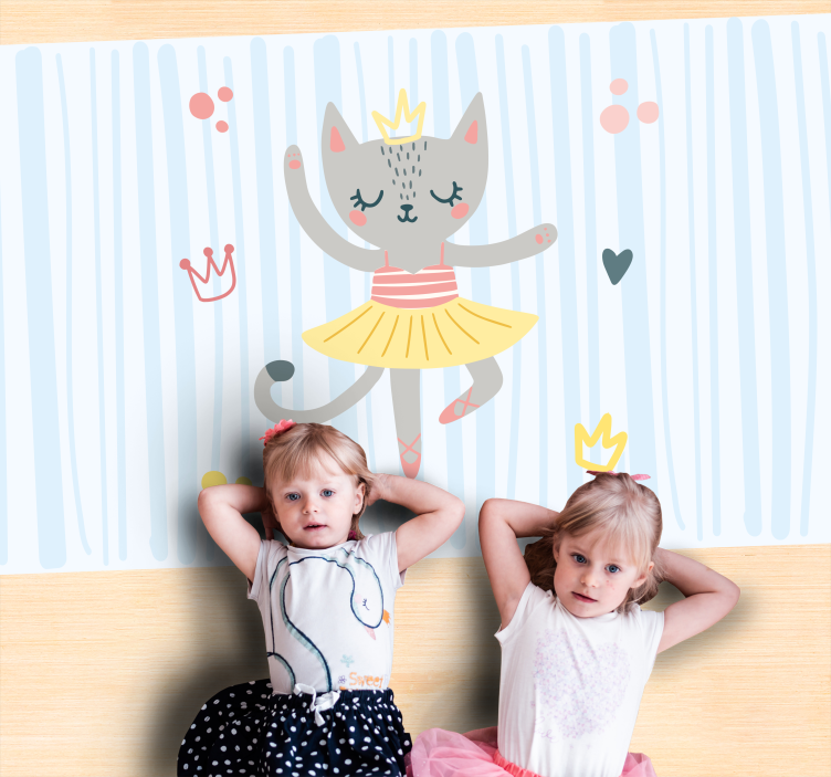 Tapete vinílico criança ilustração de gato dançando - TenStickers