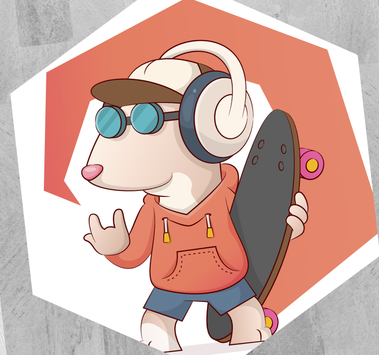 Tapete vinílico criança ilustração de rato skatista - TenStickers