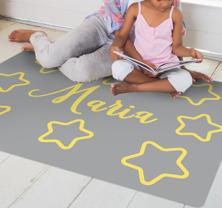 Tapete vinílico criança nome amarelo estrelado - TenStickers