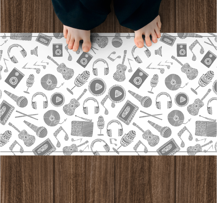 Tapete vinílico criança padrão de elementos musicais - TenStickers