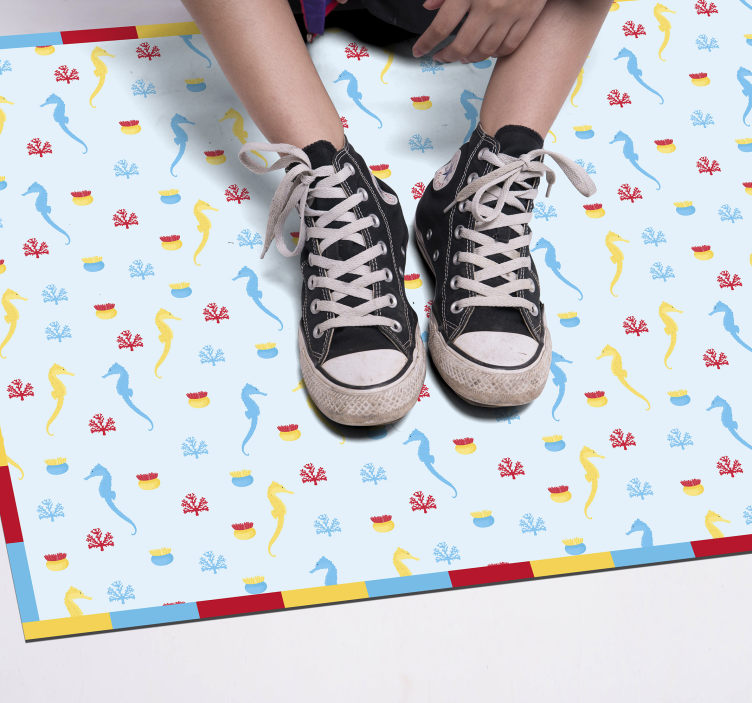 Tapete vinílico casa de banho design azul cavalo-marinho - TenStickers