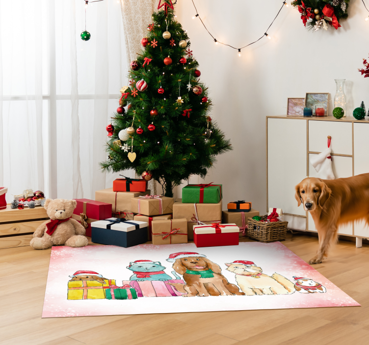 Tapete vinílico animais animais de estimação de Natal - TenStickers