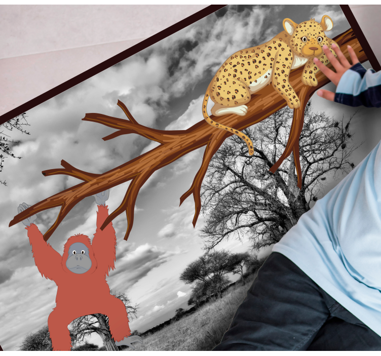 Tapete vinílico de animais criaturas da selva brincalhonas - TenStickers