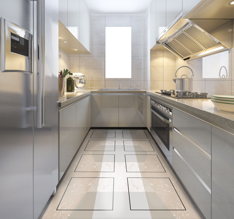 Tapete vinílico cozinha quadrados de mármore - TenStickers