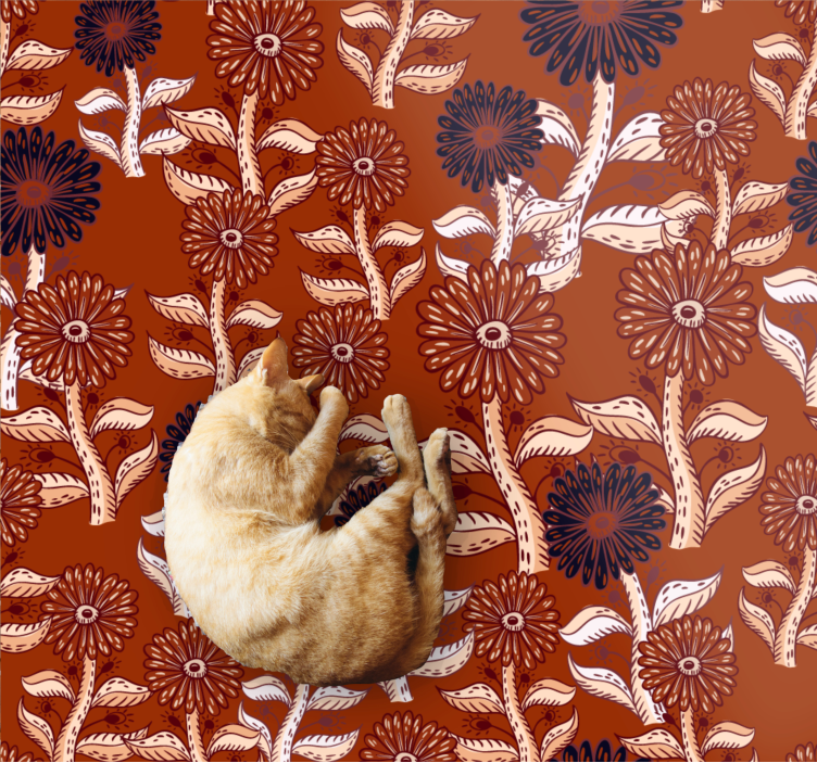 Tapete vinílico flores e plantas harmonia de padrão floral - TenStickers