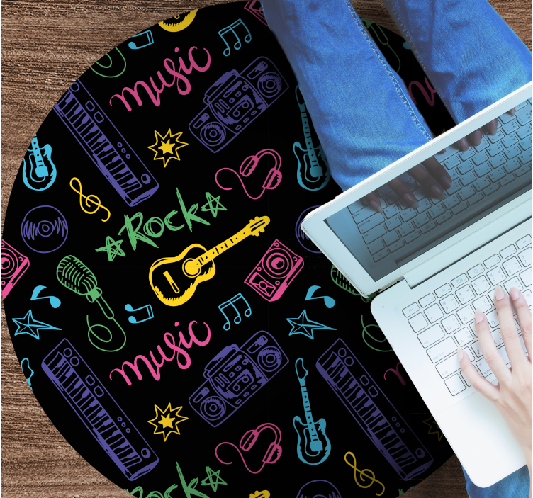 Tapete vinílico juvenil padrão de ícones musicais - TenStickers