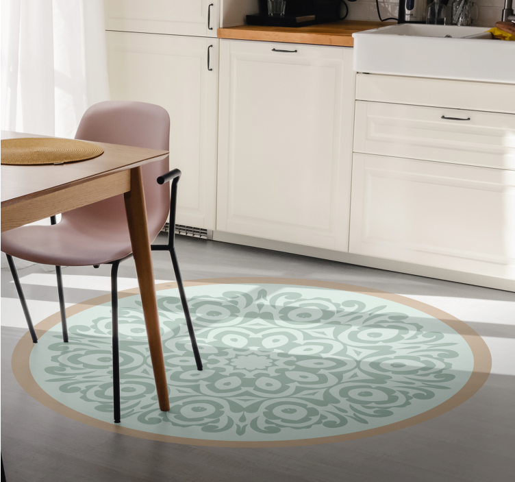 Tapete vinílico de mandala arranjo botânico redondo - TenStickers