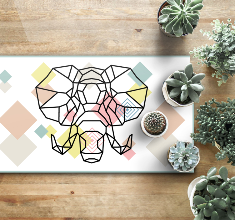Tapete vinílico moderno cabeça de elefante de origami - TenStickers