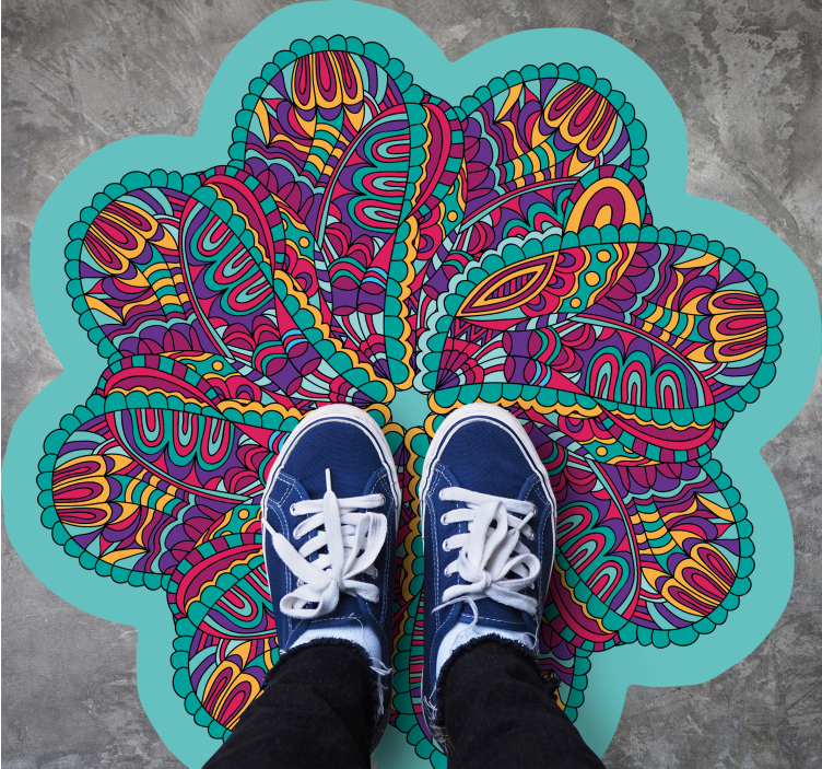 Tapete vinílico de mandala motivo colorido vibrante - TenStickers