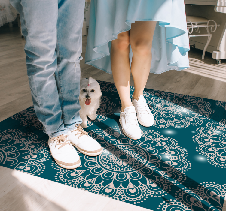 Tapete vinílico de mandala padrão mágico azul - TenStickers