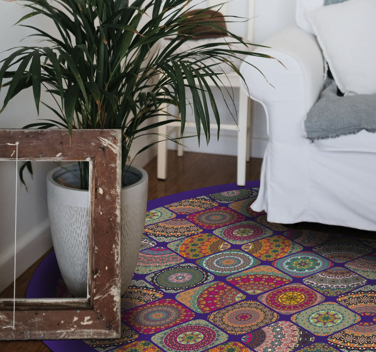 Tapete vinílico de mandala padrões circulares coloridos - TenStickers