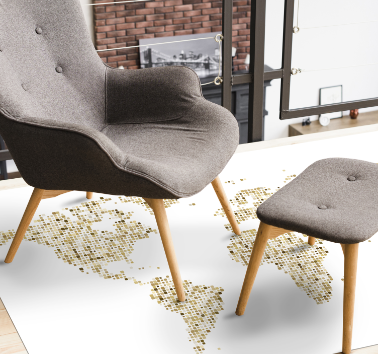 Tapete vinílico de mapa mundial contorno dourado - TenStickers