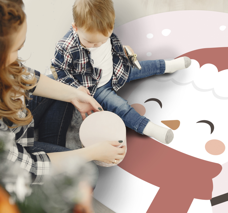 Tapete vinílico do Natal boneco de neve alegre - TenStickers