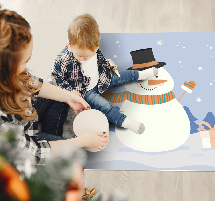 Tapete vinílico do Natal celebração do boneco de neve - TenStickers