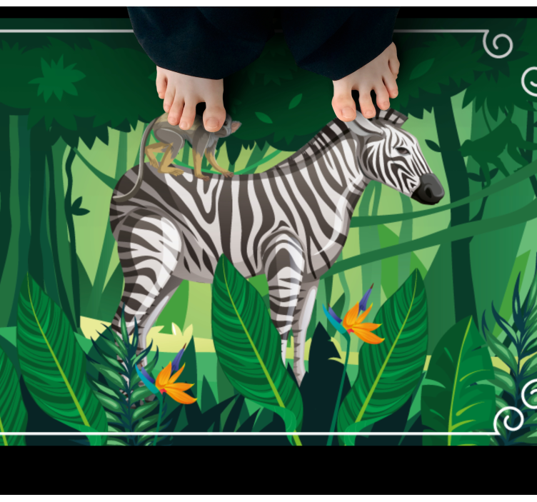 Tapete vinílico de animais zebra e macaco - TenStickers