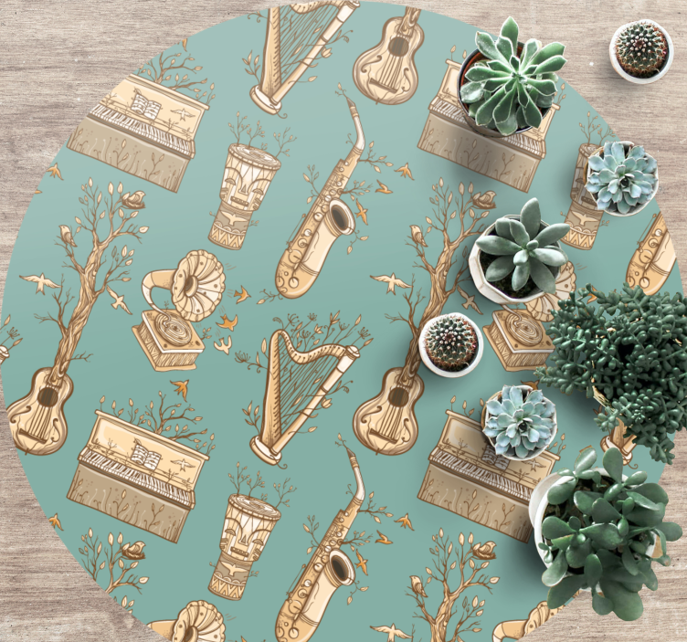 Tapete vinílico criança instrumentos musicais harmonia - TenStickers