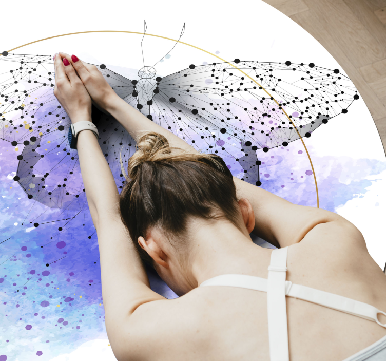 Tapete vinílico flores e plantas aquarela de borboleta - TenStickers