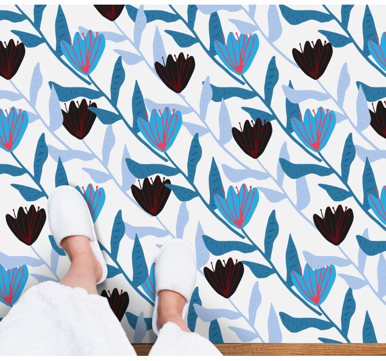 Tapete vinílico flores e plantas arranjo de folhas botânicas - TenStickers