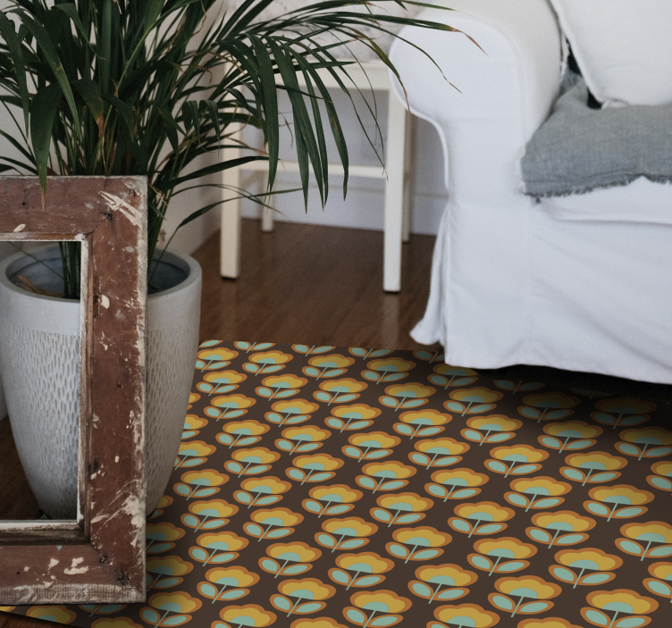 Tapete vinílico flores e plantas design marrom vintage - TenStickers