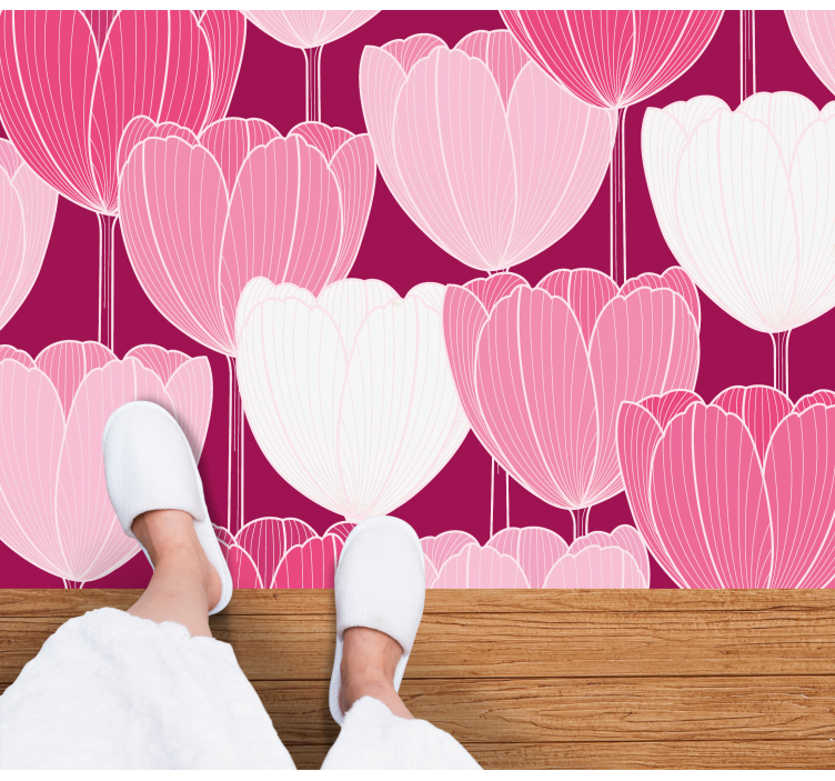 Tapete vinílico flores e plantas elementos de tulipa rosa - TenStickers