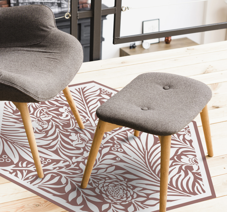 Tapete vinílico flores e plantas hexágono de simetria floral - TenStickers