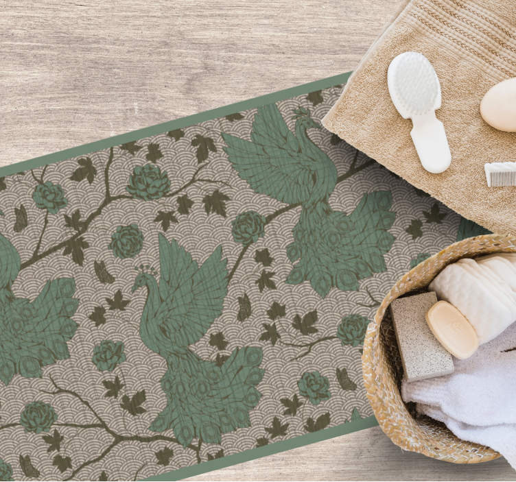 Tapete vinílico de flores e plantas motivo de fauna verde - TenStickers