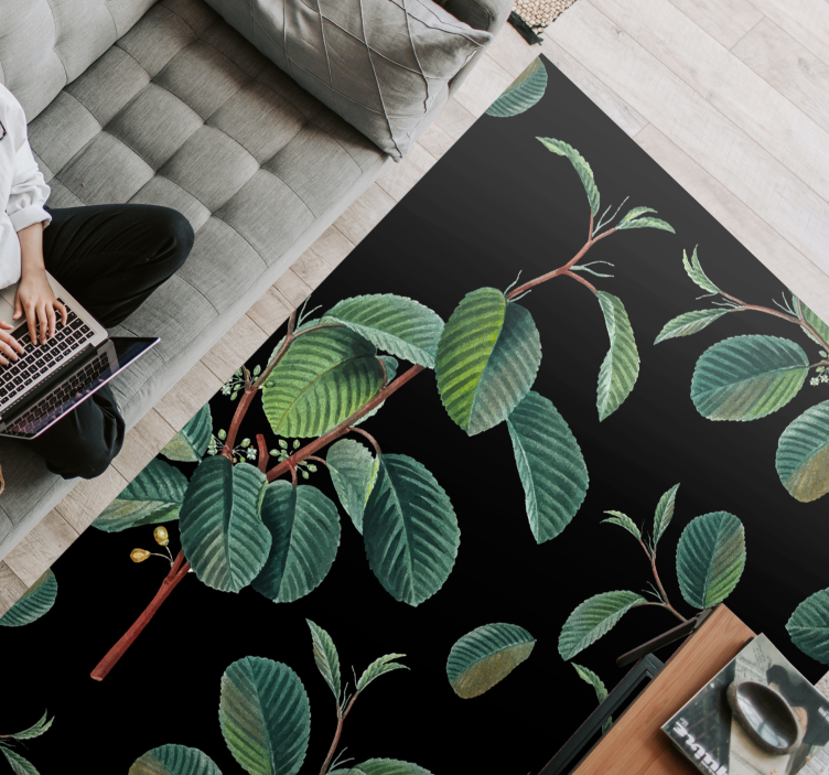 Tapete vinílico sala de estar motivo de folhagem vibrante - TenStickers