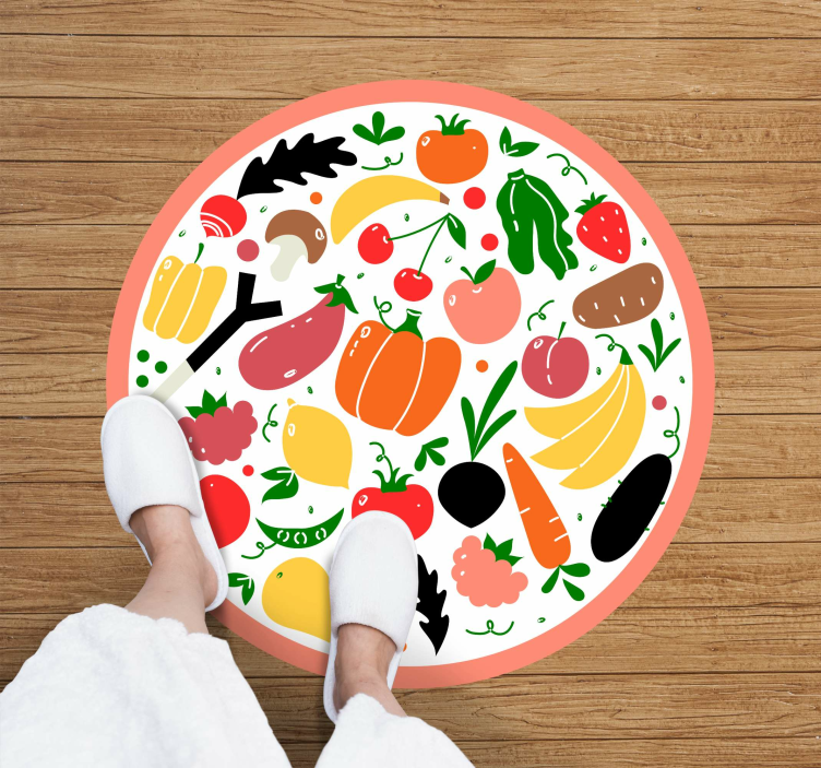 Tapete vinílico flores e plantas motivo de frutas coloridas - TenStickers