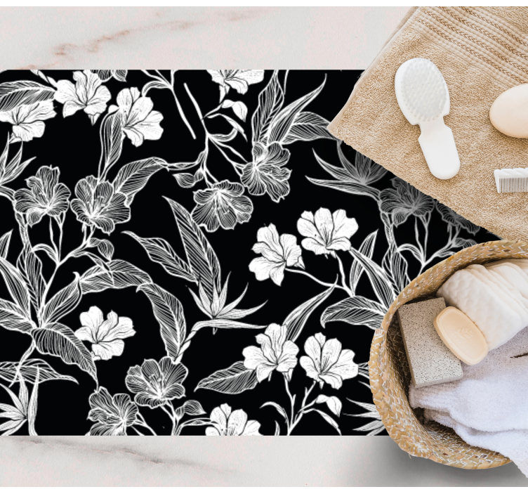 Tapete vinílico flores e plantas elegância em preto e branco - TenStickers
